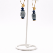 Boucles d'oreilles en perles bleues et or